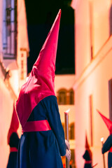 Back view of a nazareno in a holy week procession