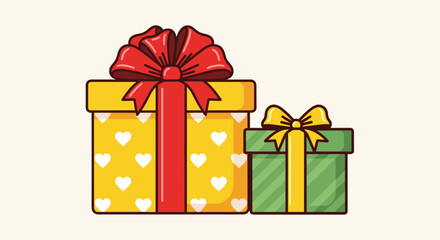 Festive gift boxes offering surprises for birthdays and celebrations, conveying joy and happiness with charming decorations, making for delightful graphic resources for joyful occa.