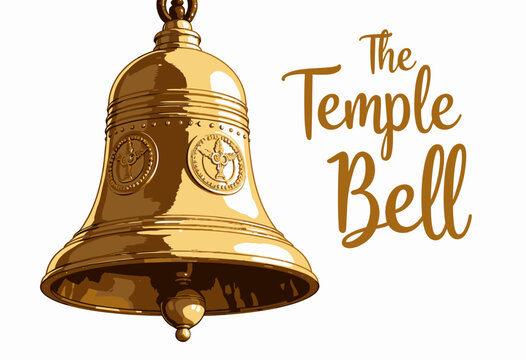 Illustrative Gold Temple Bell with Intricate Design Showcasing Traditional Religious Aesthetic and Cultural Significance in Spiritual Settings