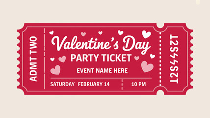 Valentines Day Party Ticket Template for Event Invitation