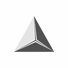 Fototapeta premium Folded gray triangle with crease line - Ideal for paper craft concepts, architectural icons, or origami themes.