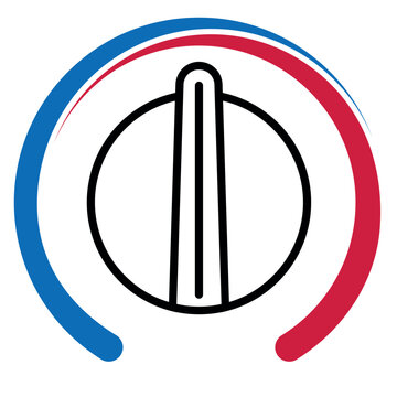 HVAC Temperature Control Icon with Red Blue Climate Dial Symbol