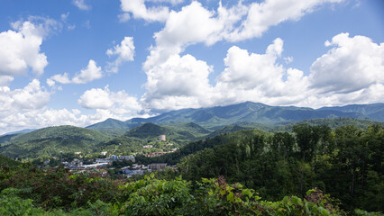 Mountain Town Nestled in the Great Smoky Mountains Under Blue Sky © Kevin O'Toole