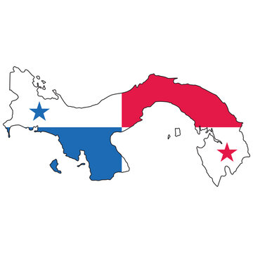 Outlined Panama map filled with flag design for national pride visuals