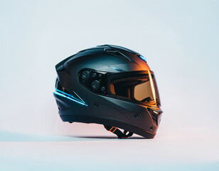 Fototapeta premium Reflective Dark Cyan Headgear Concept with Night Oriented Visual Depth