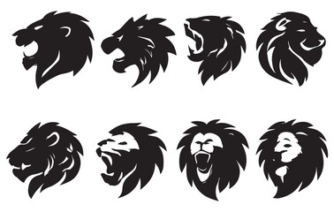 Obraz premium Lion Head Silhouette Set