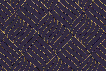 Waves of gold lines on a dark background create a simple yet striking pattern for design purposes or decoration