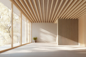 Minimalistic Interior Design of a Wooden-Walled Light Room