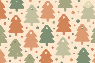 Pattern of trees and circles on light background in warm colors for decoration or design purposes