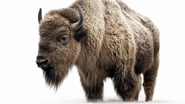 Majestic Bison Stares Intently - A Portrait of Wildlife in Isolation.