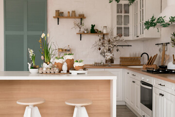 Easter Table Decoration in Cozy Kitchen