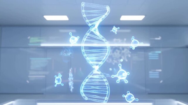 DNA Double Helix Rotation Medical Science Background