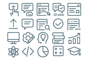 Icons related to technology and user interface design used for educational and informative purposes