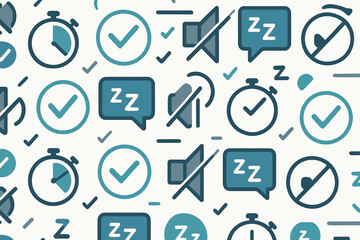 Icons showing time management, sleep, and notifications regarding rest and focus