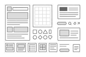 Design elements and layout templates for digital presentations and web pages in a modern style