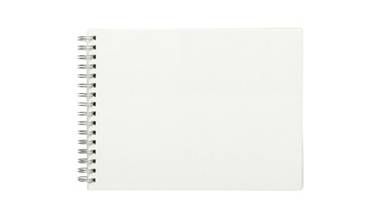 Blank white spiral bound notebook showing clean page ready for notes and journaling on transparent background