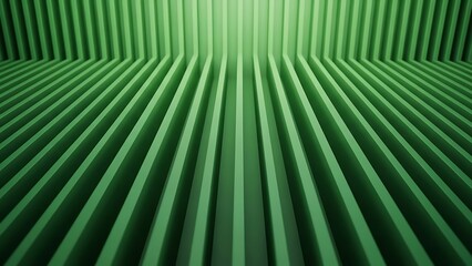 Obraz premium Green abstract lines create depth and dimension, forming a geometric pattern with perspective