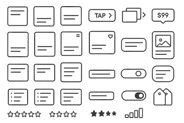 Various user interface elements displayed in a clean layout for web or app design focusing on usability and interaction