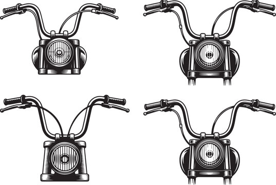 motorcycle handlebars with headlights on white