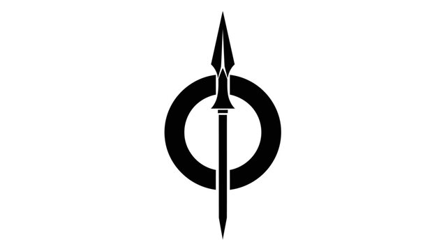 A black and white graphic design element.