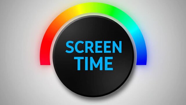 Screen time concept graphic with colorful arc and text