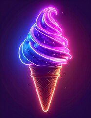 Neon Ice Cream Cone - A Vibrant and Delicious Treat.