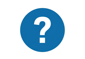 Blue circular icon with white question mark symbol