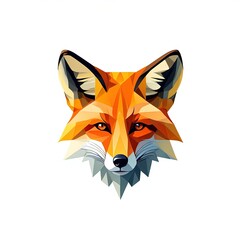 Obraz premium Geometric Orange Fox Head Portrait Low Poly Art Style animal wildlife