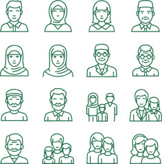 Fototapeta premium Diverse group of people silhouette line art illustrations