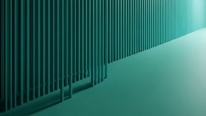 Obraz premium Modern abstract interior with teal vertical lines and a smooth gradient floor