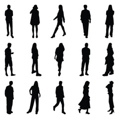 Vector collection set of individual people silhouettes.	
