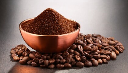 Copper Bowl With Coffee Beans