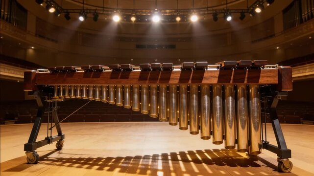 large bass marimba arranged on concert stage zoom out video