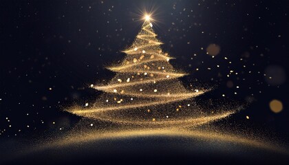 Abstract Christmas Tree Made With Particles Background Stock Illustration Generative Ai