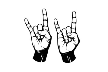 Obraz premium Rock on hands making peace signs in black and white