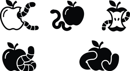 Fototapeta premium Worm inside apple vector cartoon illustration