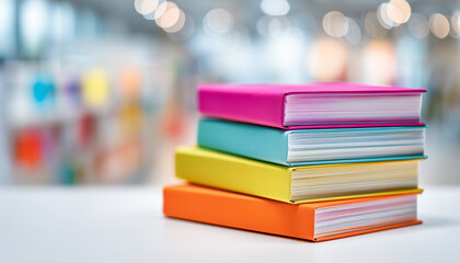 Close-up of colorful stacked documents representing business reports, educational materials, and organized paperwork