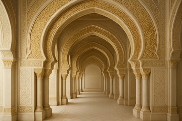 Majestic archway structure elegant hall architectural serene environment aesthetic perspective