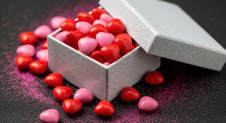 Valentine's day heart-shaped candy box
