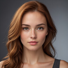 Naklejka premium woman, beauty, hair, face, eyes, person, model, brunette, people, fashion