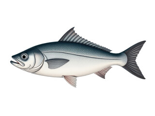 Fototapeta premium A fish standing upright on a white surface, waiting for something