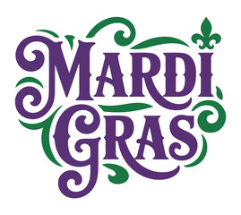 Mardi Gras Purple and Green Logo with Fleur de Lis © Saqlain