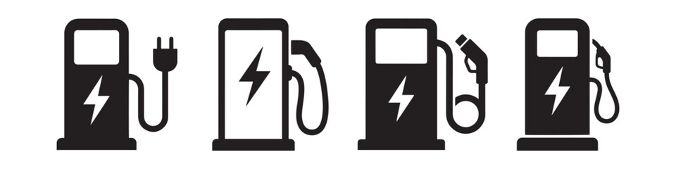 Fototapeta premium PrintElectric Vehicle Charging Station Icon Vector.