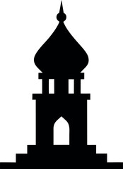 Islamic Minaret Silhouette with Onion Dome Design © shahadat