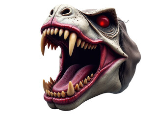 A close-up view of a dinosaur's head with its mouth open, suitable for use in educational or prehistoric-themed illustrations