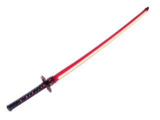 Obraz premium A futuristic red light saber with a sleek black handle, perfect for sci-fi or fantasy scenes