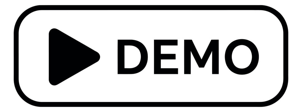 Line art illustration of a demo play button depicting a preview for digital content