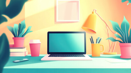 Colorful Home Office with Animated Style Decor