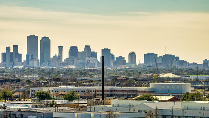 New Orleans skyline from the interstate, Louisiana