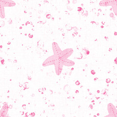 Underwater pink starfish seamless pattern